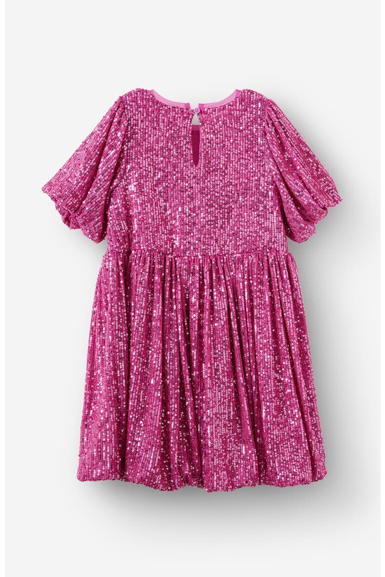 Kid's Sienna Puff Sleeve Dress, Alternate, color, Super Pink Sparkle