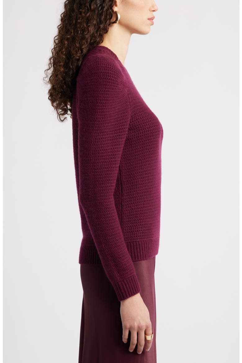 Wool & Cashmere Puff Sleeve Sweater, Alternate, color, BURGUNDY FIELD