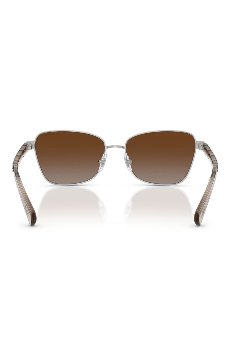 56mm Gradient Polarized Irregular Sunglasses, Alternate, color, SHINY SILVER / GRADIENT BROWN