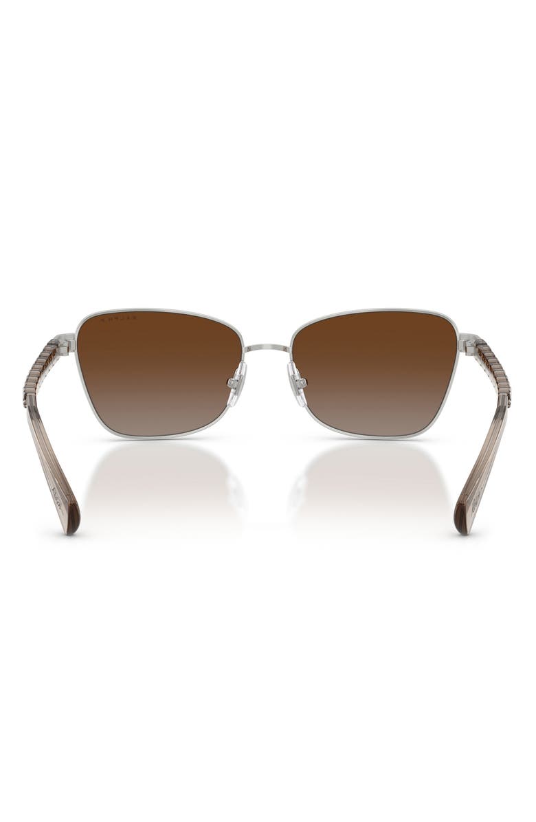 RALPH 56mm Gradient Polarized Irregular Sunglasses, Alternate, color, Shiny Silver / Gradient Brown
