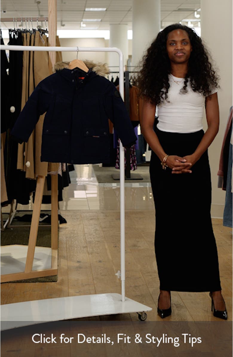 Kids Water Resistant Faux Fur Trim Insulated Coat, sales video thumbnail