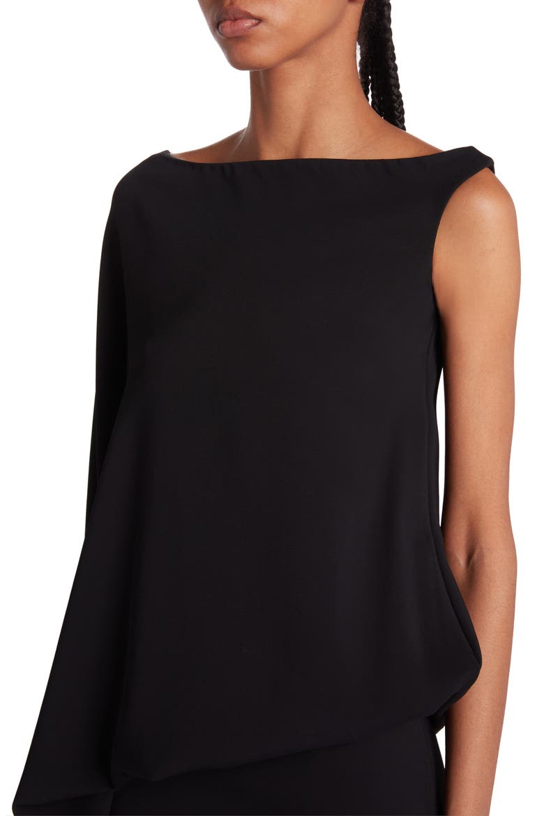 Asymmetric Stretch Cady Dress, Alternate, color, BLACK