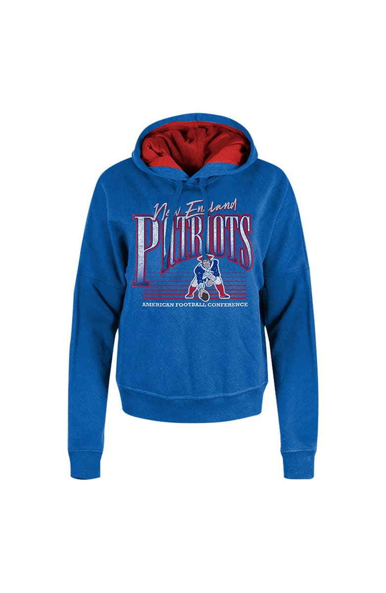 New Era Women's New Era Royal New England Patriots Throwback Boxy Pullover Hoodie, Alternate, color, Royal
