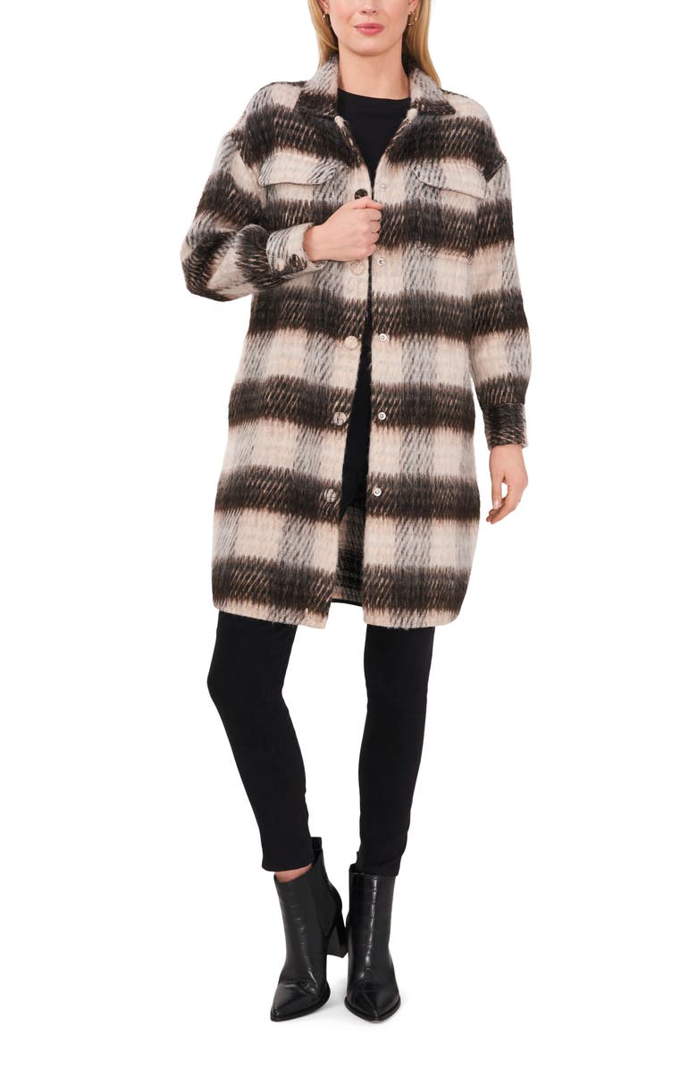 Vince Camuto Cozy Plaid Coat, Alternate, color, 