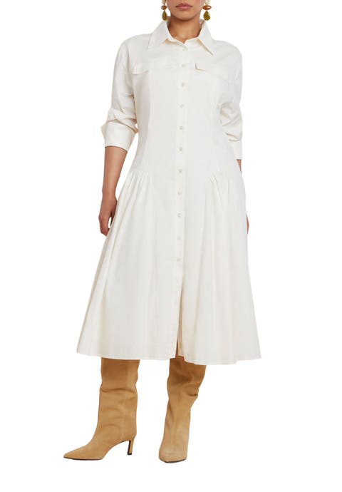 Shirred Godet Flare Poplin Dress (Plus Available)