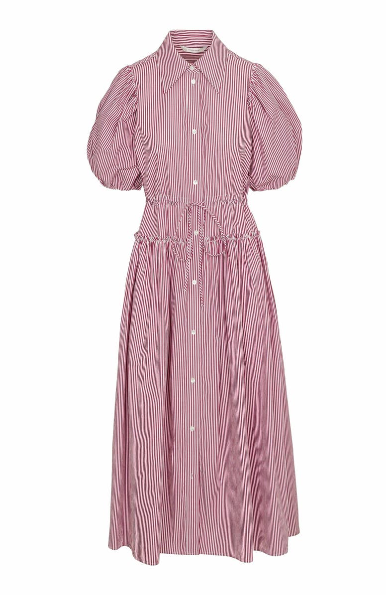 Rebecca Taylor Red Stripe Poplin Dress, Main, color, Red Stripe