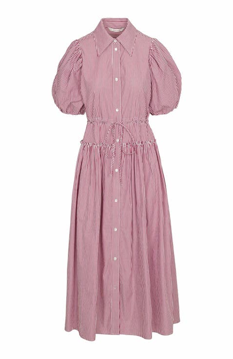 Red Stripe Poplin Dress