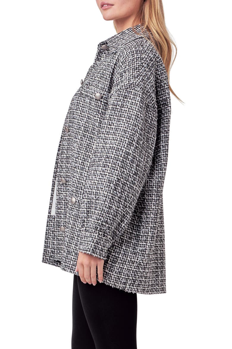 Tweed Button-Up Shirt Jacket, Alternate, color, BLACK/ WHITE