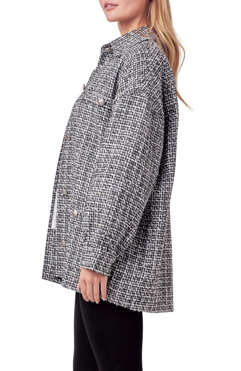 English Factory Tweed Button-Up Shirt Jacket, Alternate, color, Black/ White