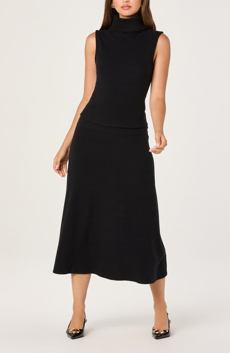 ASTR the Label Knit Midi Skirt, Alternate, color, Black