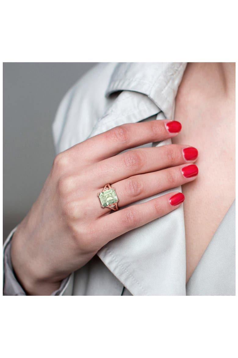 Green Quartz & White Topaz Statement Ring, Alternate, color, GREEN