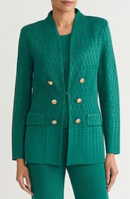 Ming Wang Tonal Multistitch Knit Jacket