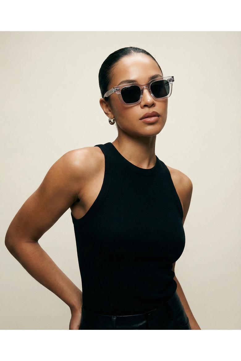 Cuadra 46mm Square Acetate Sunglasses, Alternate, color, Clear