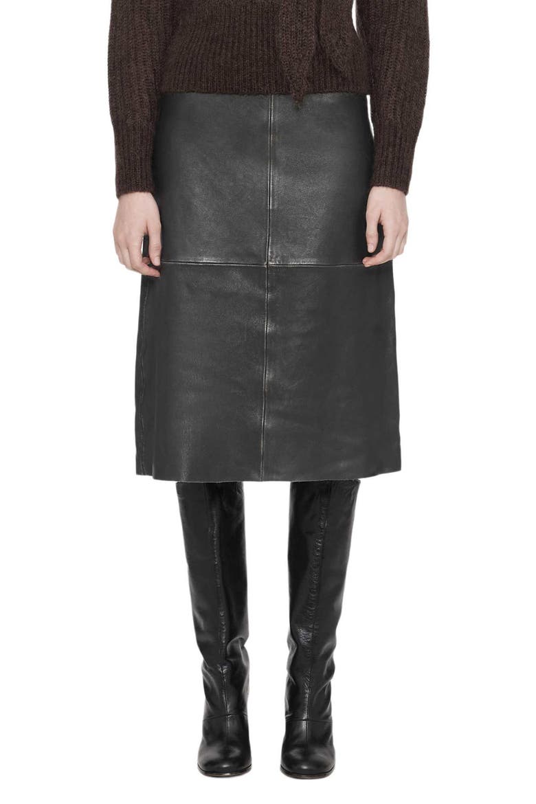 Olivia Leather Midi Skirt, Main, color, BLACK/ BROWN