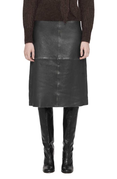 Olivia Leather Midi Skirt