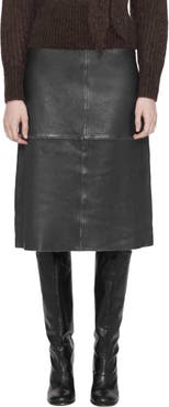 AllSaints Olivia Leather Midi Skirt