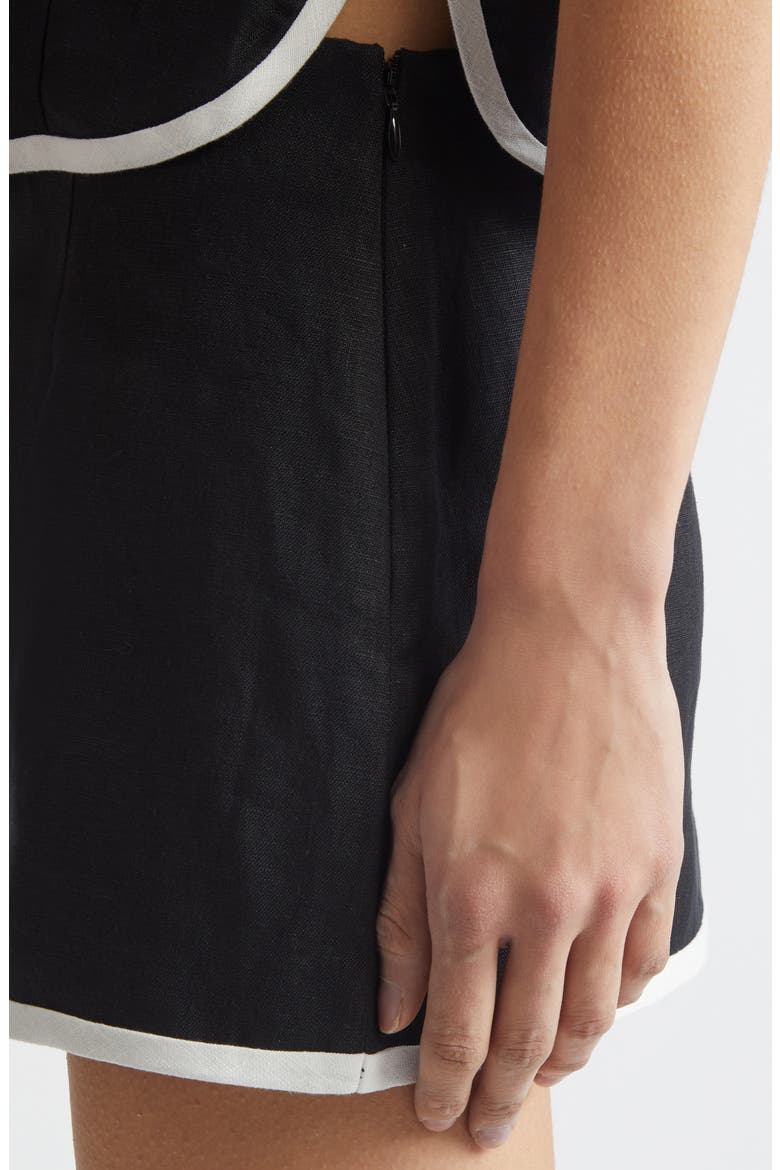 Gender Inclusive Paula Linen Bow Miniskirt, Alternate, color, BLACK
