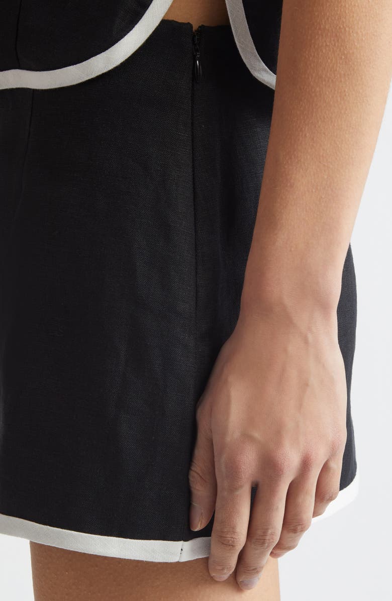 Tanner Fletcher Gender Inclusive Paula Linen Bow Miniskirt, Alternate, color, Black