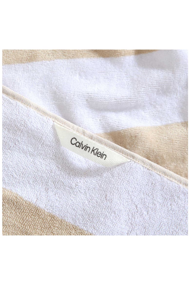 Beach Stripe Logo Towel, Alternate, color, BEIGE WHITE