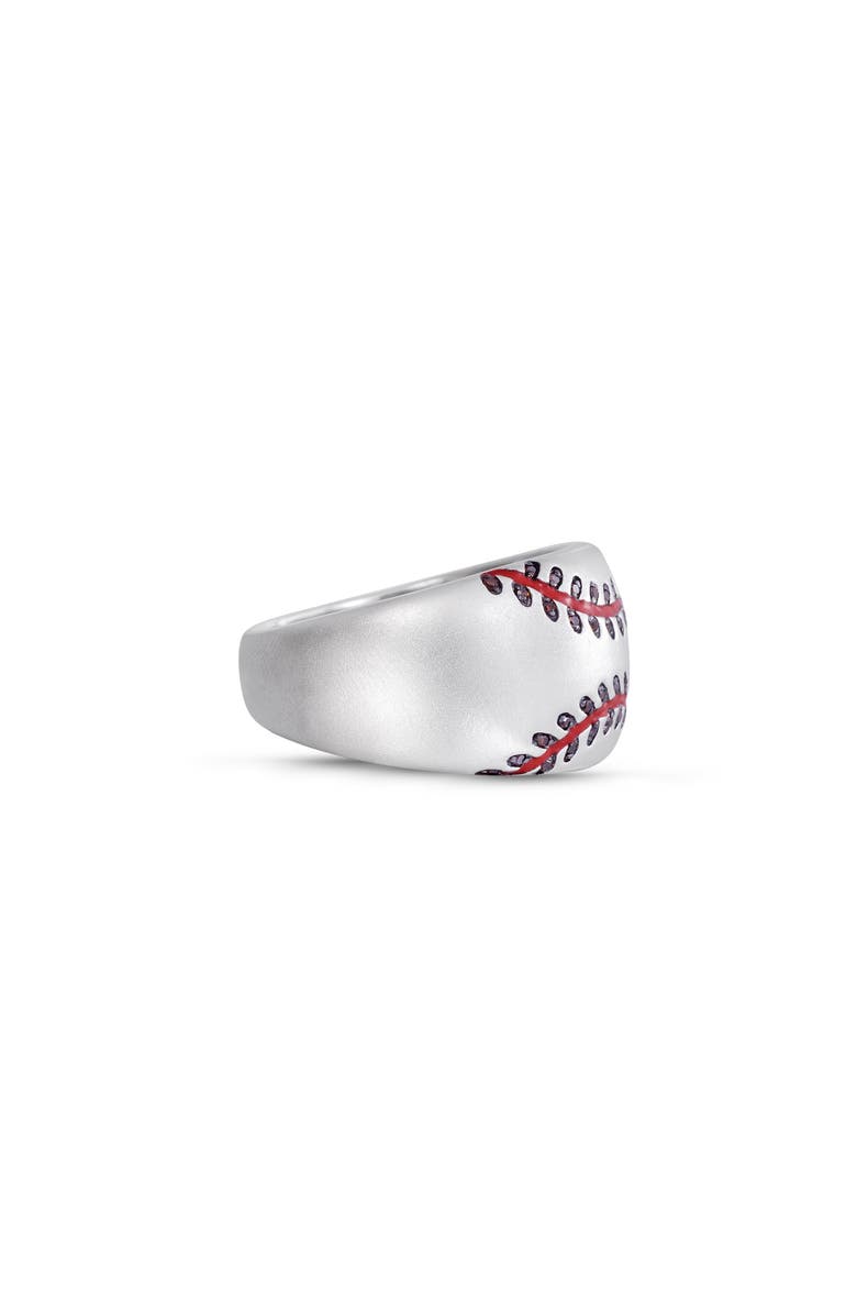LuvMyJewelry Home Run Baseball Sterling Silver Diamond Band Men Ring, Alternate, color, Silver
