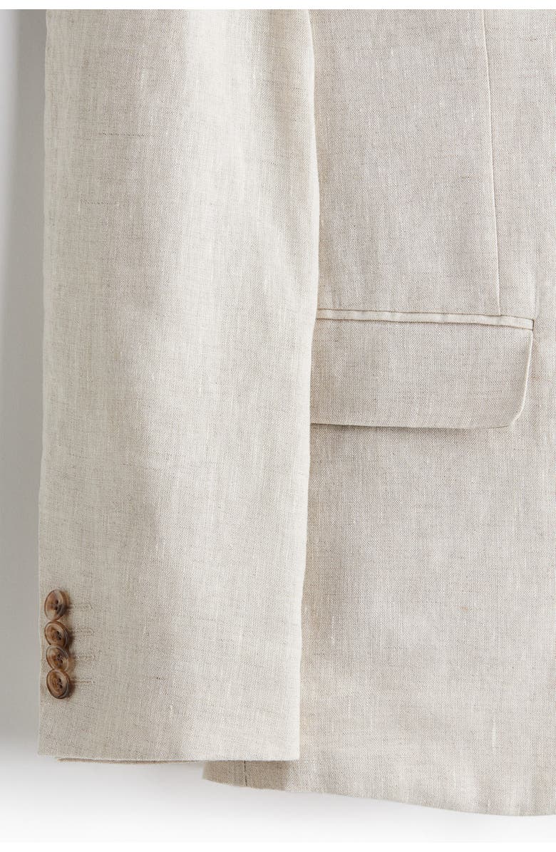 H&M Slim Fit Linen Jacket, Alternate, color, Light Beige