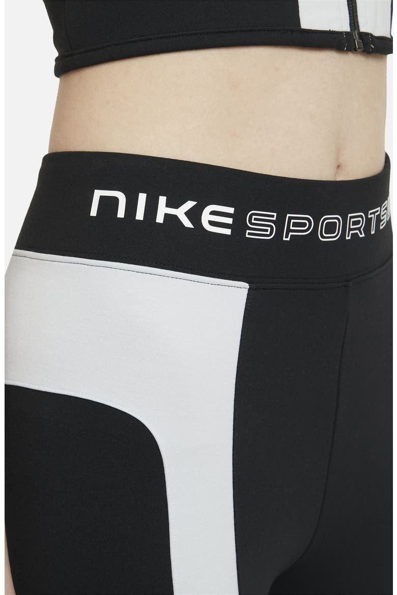 Sportswear High Waist Bike Shorts, Alternate, color, BLACK/ PURE PLATINUM/ WHITE
