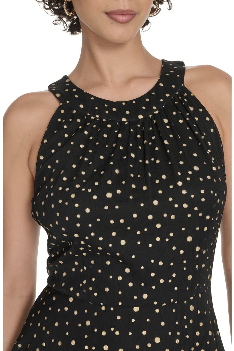 Metallic Dot Sleeveless Tiered Chiffon Maxi Dress, Alternate, color, BLACK/ GOLD