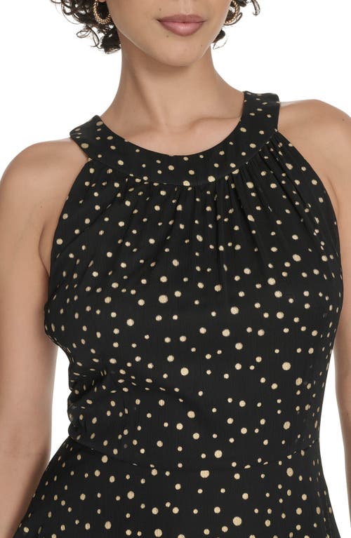 Tommy Hilfiger Metallic Dot Sleeveless Tiered Chiffon Maxi Dress In Black