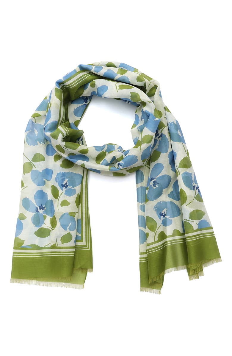 Kate Spade New York painterly bouquet oblong cotton & silk scarf, Main, color, 