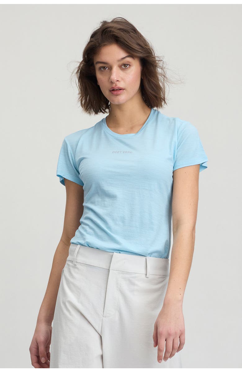 COZY ZERO Women's 100% Merino Lightweight Tee, Alternate, color, Light Blue
