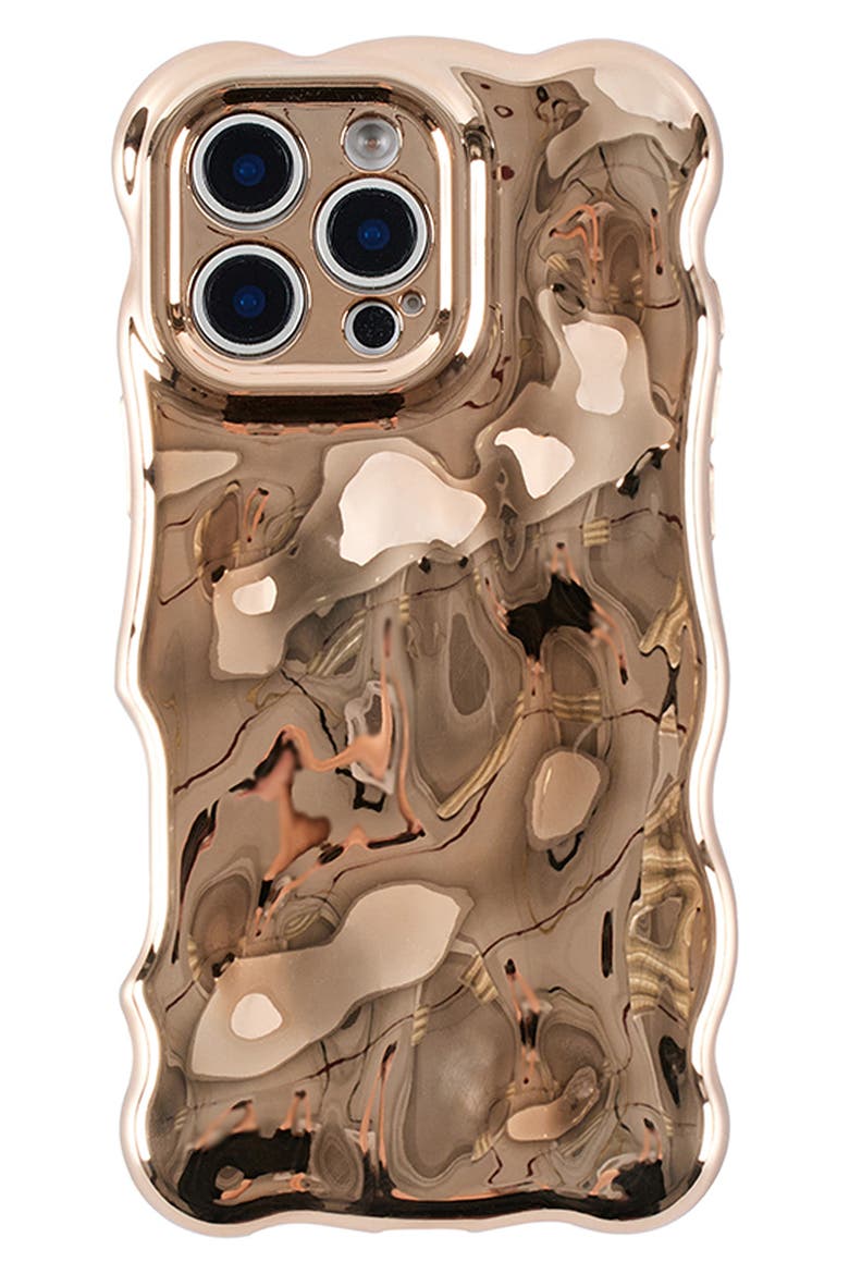 Glossy Gold Bubbles iPhone 16 Pro Case, Main, color, GOLD
