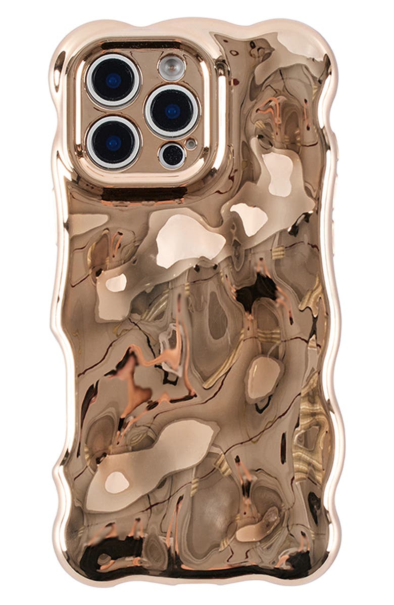 Auramma Glossy Gold Bubbles iPhone 16 Pro Case, Main, color, Gold