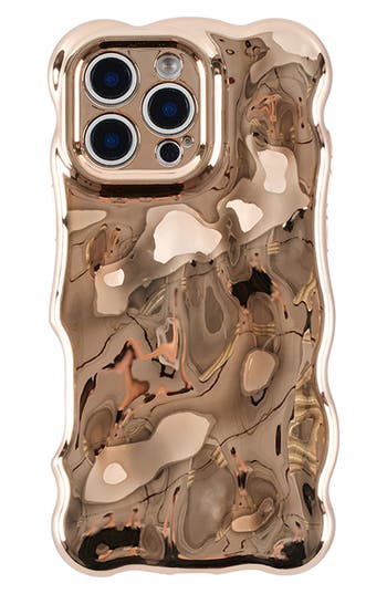 Auramma Glossy Gold Bubbles Iphone 16 Pro Max Case In Gold