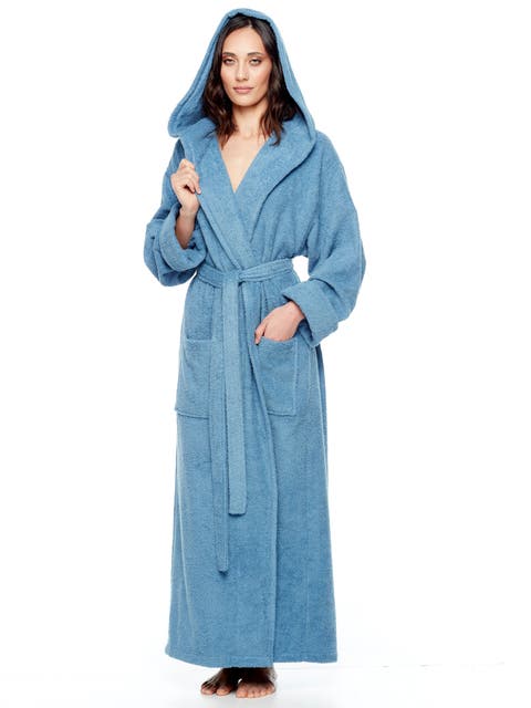Womens GOTS Certified Oganic Cotton Long Hooded Robe