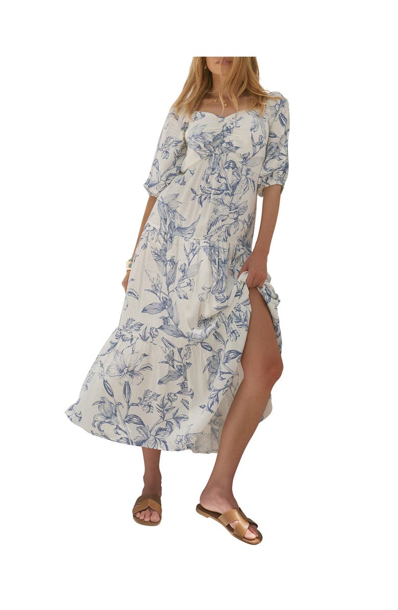 MINT VELVET Floral Print Dropped Waist Maxi Dress, Main, color, Blue