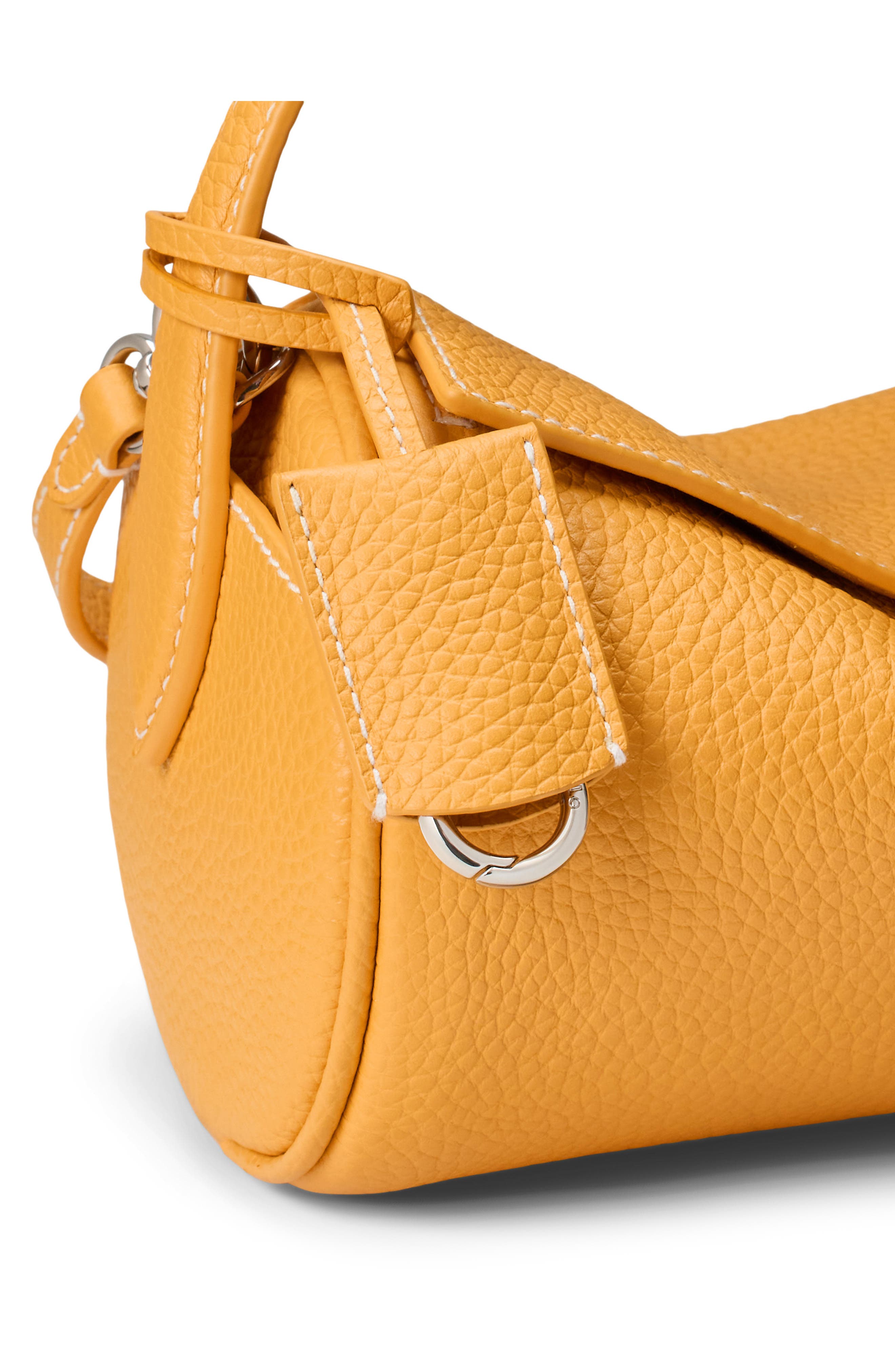 Mini Pebble Leather Shoulder Bag, Alternate, color, MANGO
