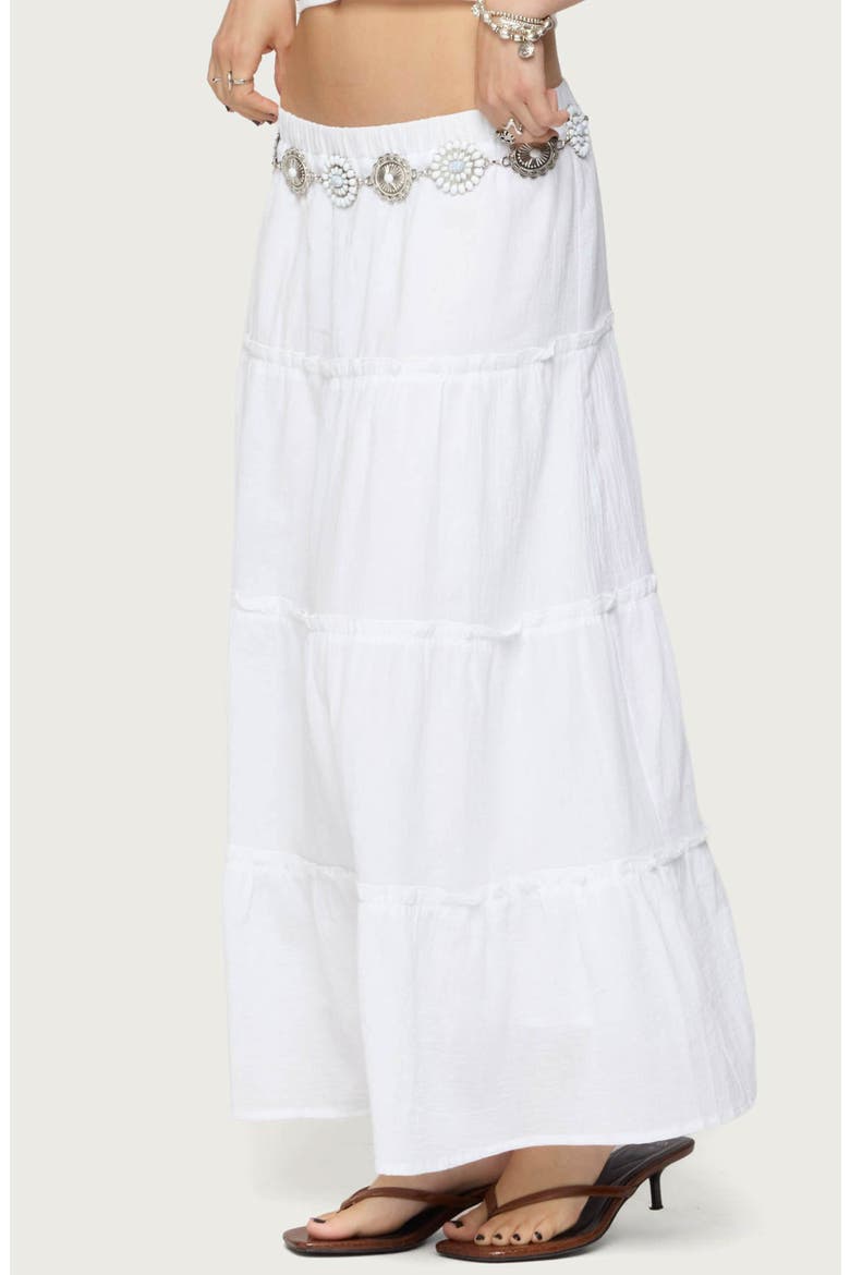 Tiered Cotton Maxi Skirt, Alternate, color, WHITE