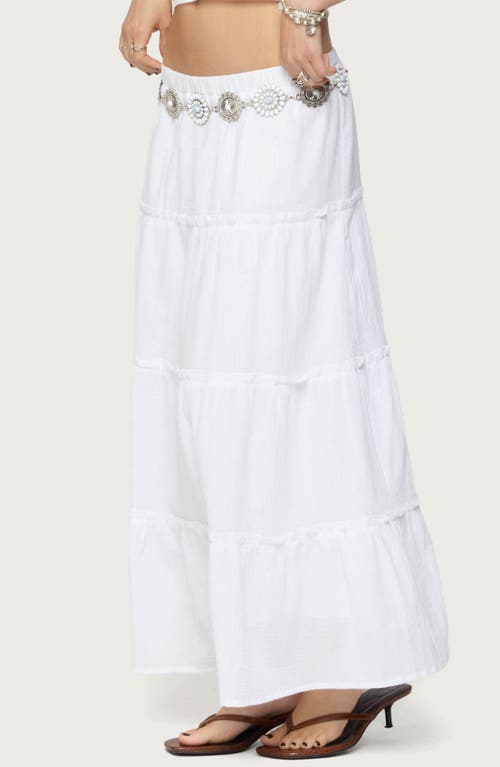 Edikted Petite Charlotte Tiered Maxi Skirt In White