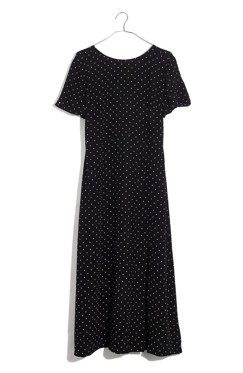 Madewell Polka Dot Silk Crewneck Midi Dress, Main, color, 