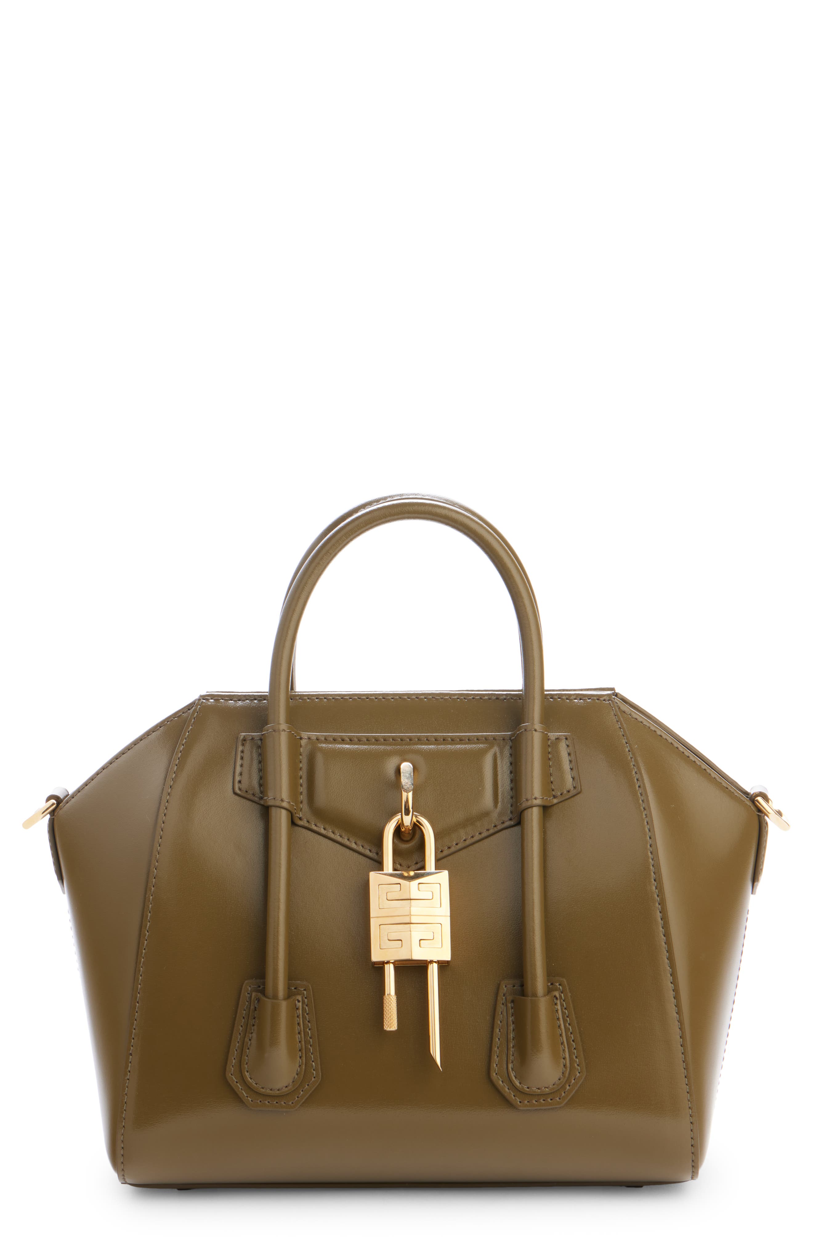 Givenchy Mini Antigona Lock Leather Satchel, Main, color, 