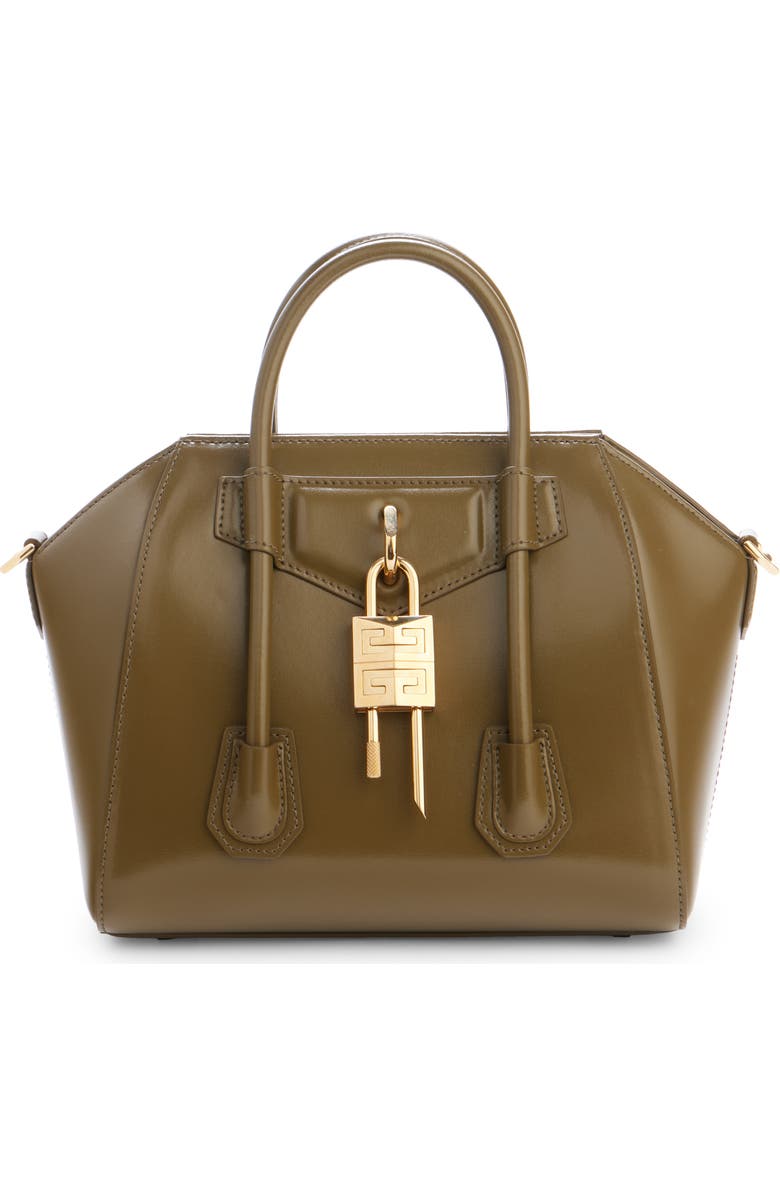 Givenchy Mini Antigona Lock Leather Satchel, Main, color,