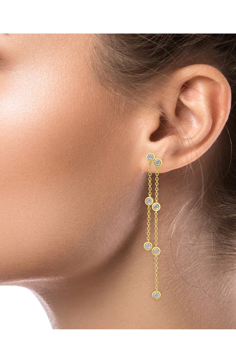 CZ by Kenneth Jay Lane Cubic Zirconia Double Strand Drop Earrings, Alternate, color, Gold Plated