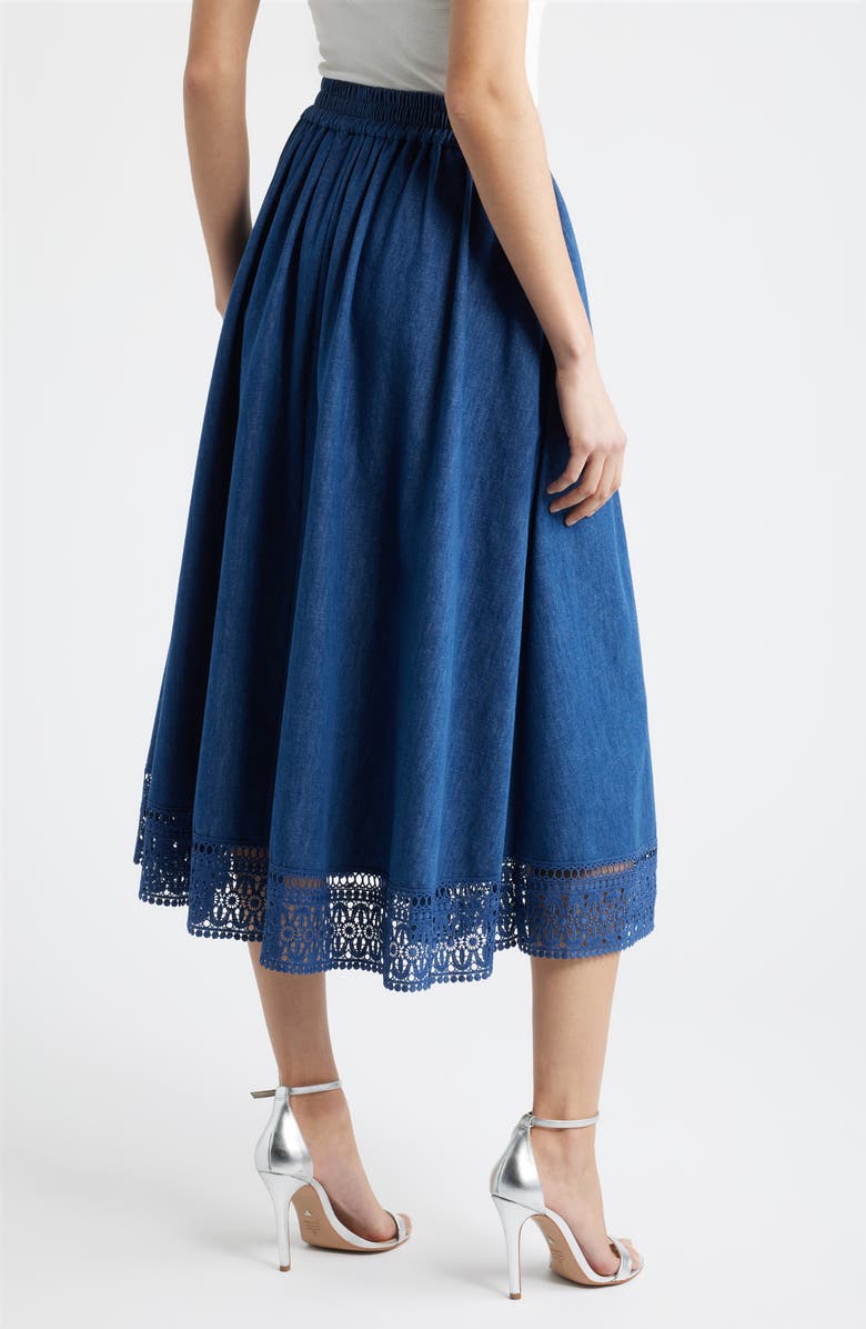 Elie Tahari The Laylee Denim Skirt, Alternate, color, Dark Denim