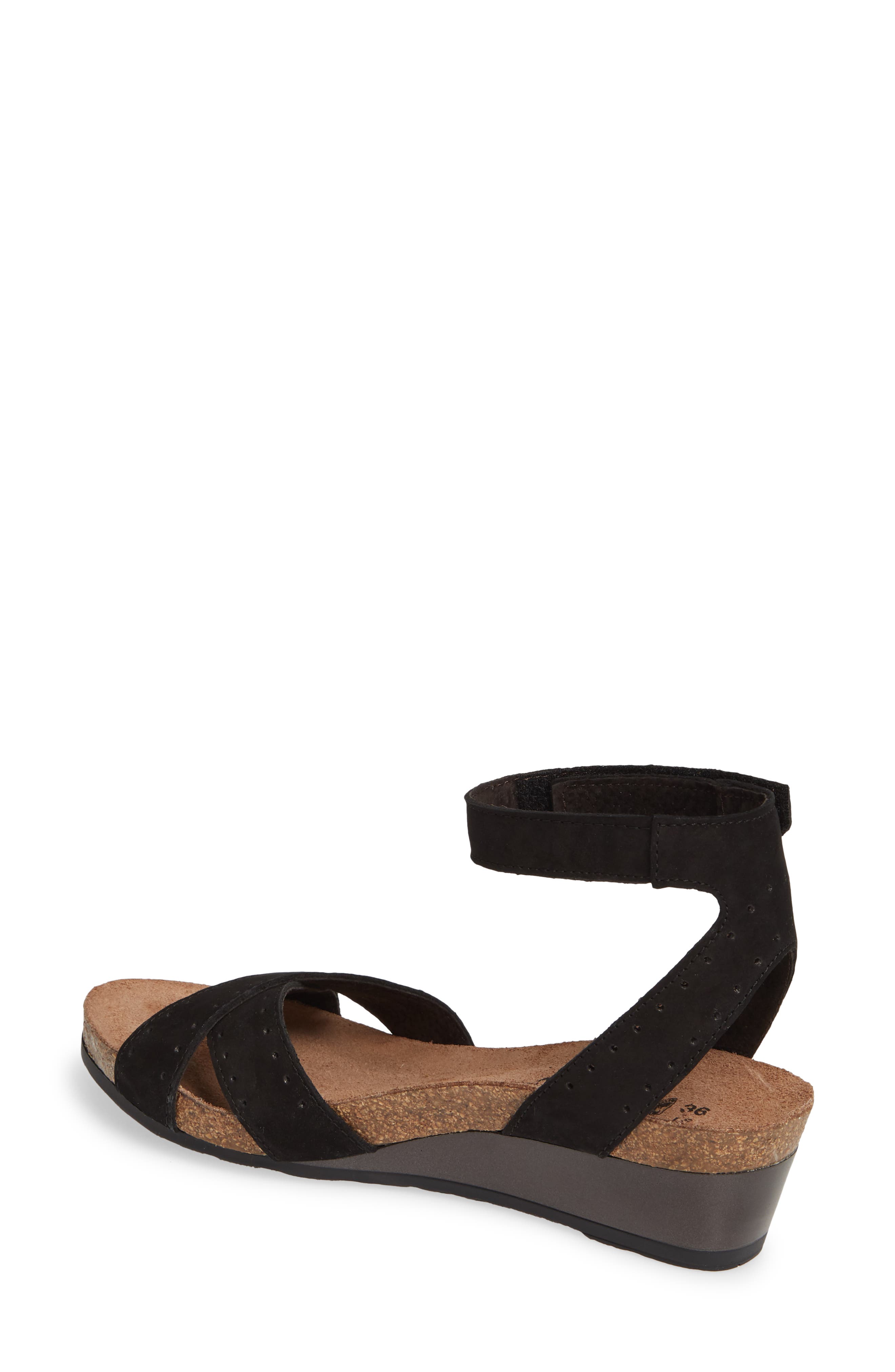 Naot Wand Wedge Sandal, Alternate, color, Black