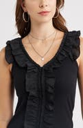 Treasure & Bond Ruffle Trim Cotton Blend Tank