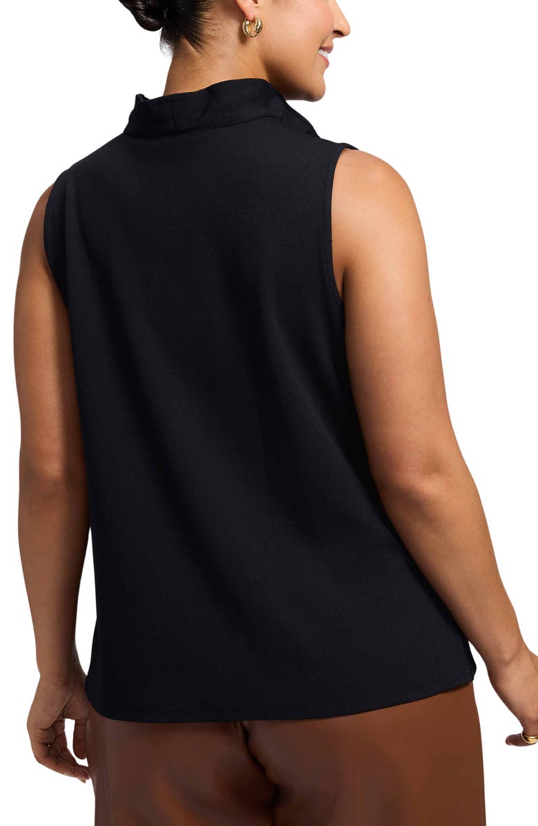 Foxcroft Tammy Ruffle Collar Crepe Sleeveless Top, Alternate, color, Black