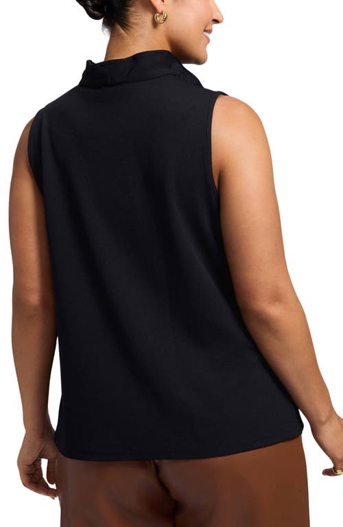 Foxcroft Tammy Ruffle Collar Crepe Sleeveless Top In Black