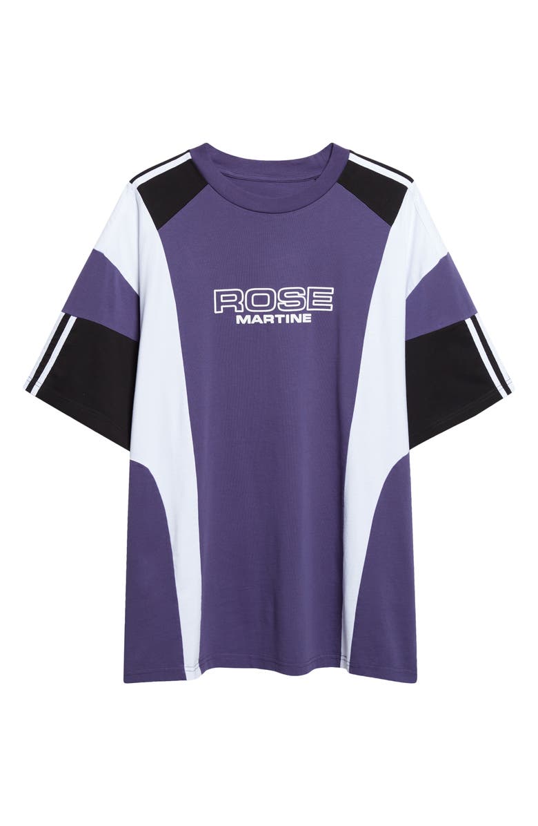 Martine Rose Paneled Oversize Logo T-Shirt, Main, color, Purple Indigo