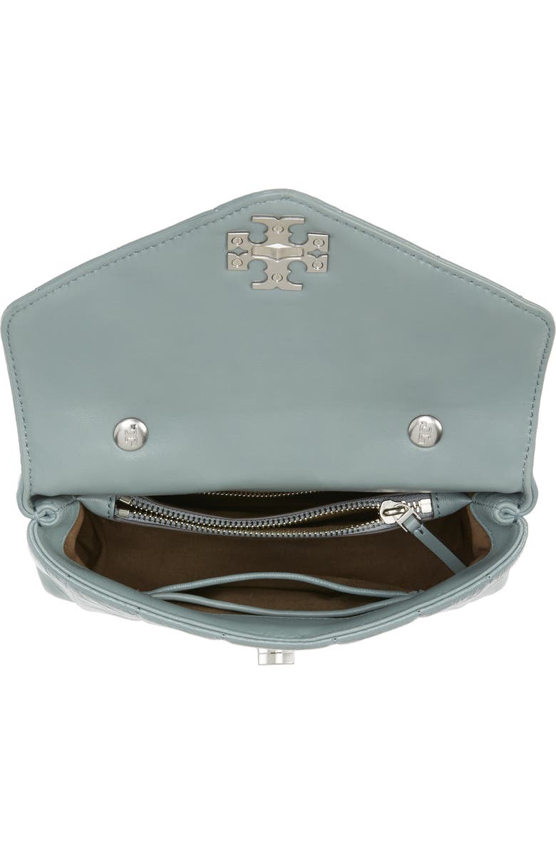 Tory Burch Kira Small Quilted Patent Leather Satchel, Alternate, color, Light Arctic