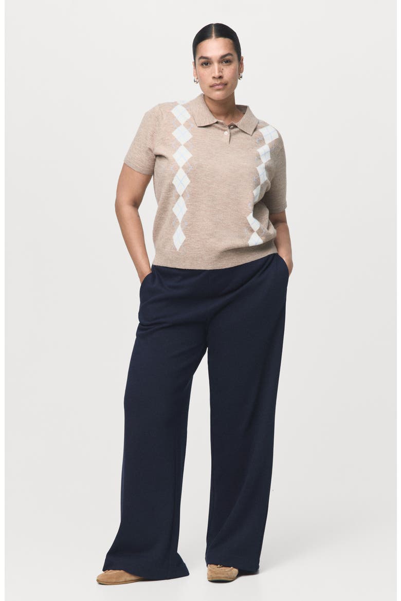 Cotton Blend Pull-On Wide Leg Pants, Alternate, color, NAVY